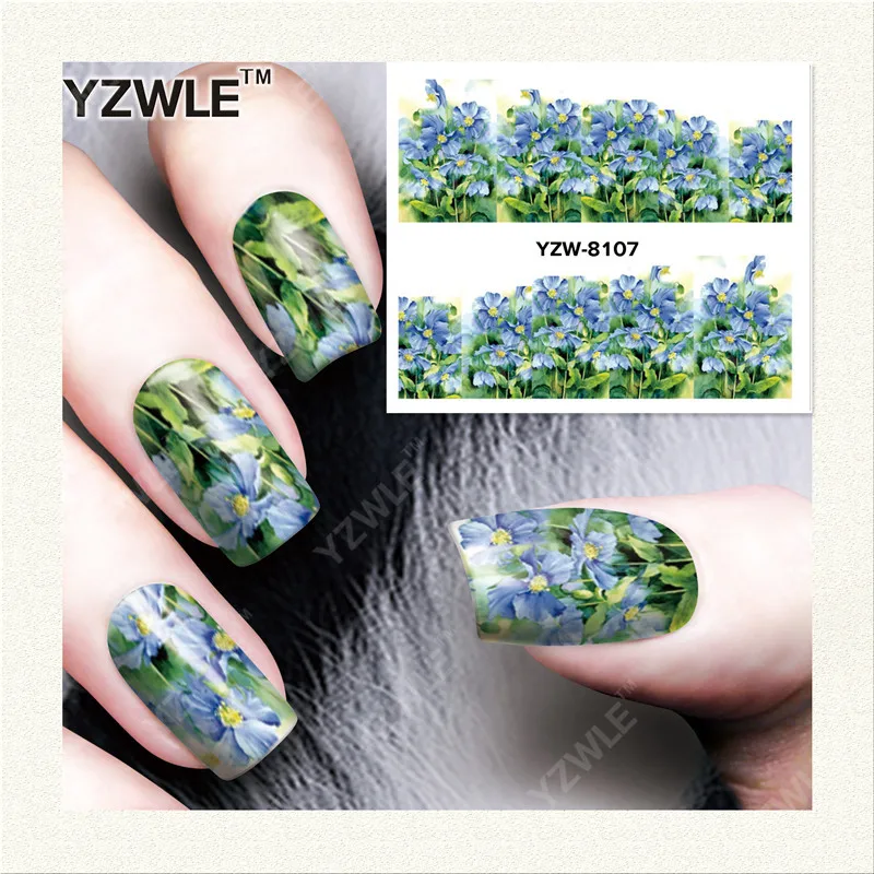 

YZWLE 1 Sheet DIY Decals Nails Art Water Transfer Printing Stickers Accessories For Manicure Salon YZW-8107