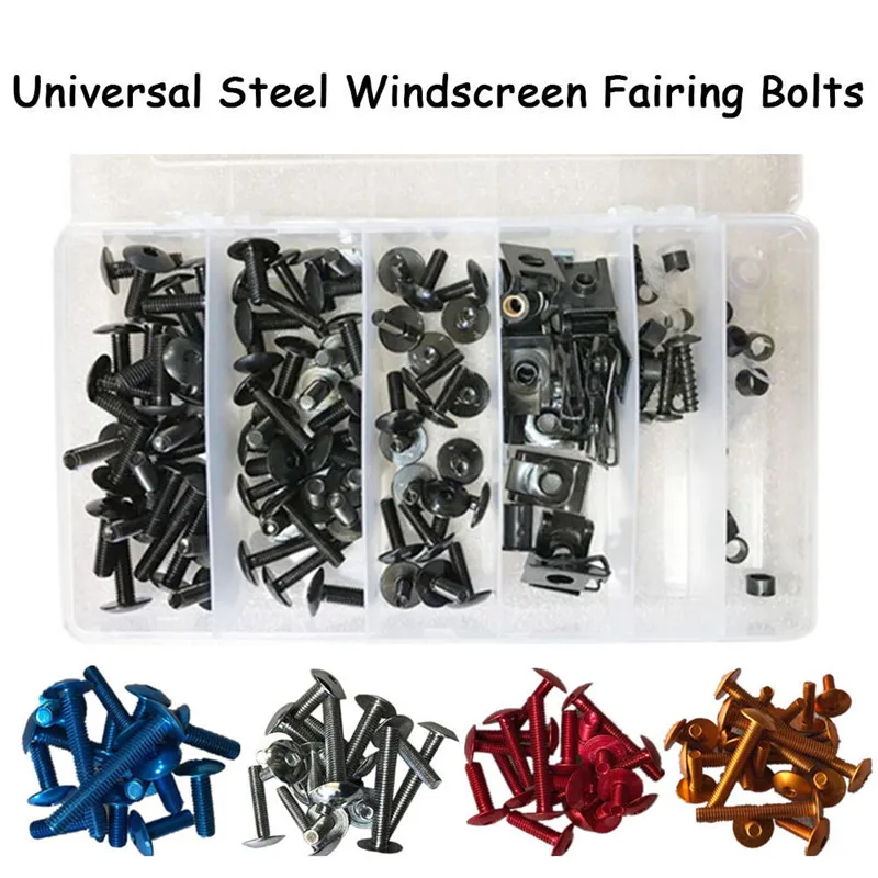 

ZXMT Universal Windscreen Fairing Bolts Kit Fastener Clips Screw Motorcycle Sportbike Condition Blue Black Red Golden Silver