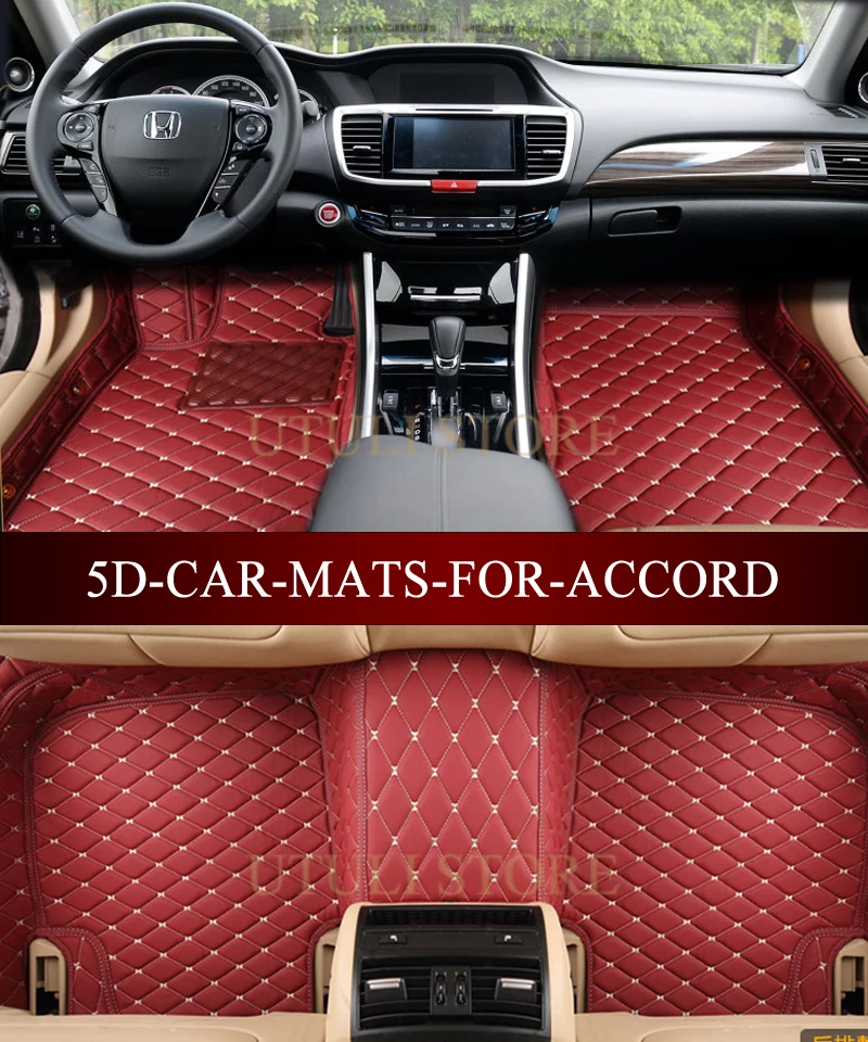 Leather Car Floor Mats For Honda Accord 7th 8th 9th Generation