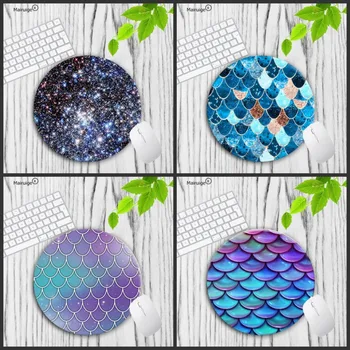 

Mairuige Non Slip PC Colourful Fish scales Gamer Speed Mice Retail Small Rubber Mousepad Round mouse pad 22x22cm 20x20cm