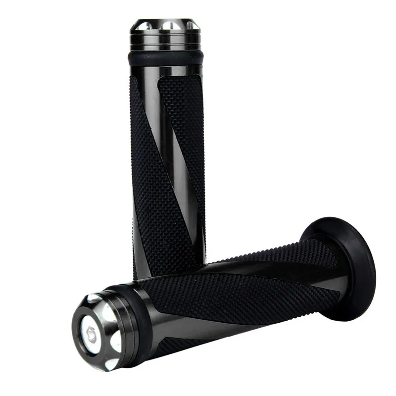 

CARPRIE Motorcycle Grip Cover 1Pair Aluminum Motorcycle Bike Handlebar Hand Grip Ccmfort Rubber Black dropship ap10
