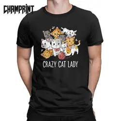 Мужские футболки Crazy Cat Lady Funny Cats Kitty Meme подарки влюбленные забавные 100% хлопковые футболки с коротким рукавом футболки 4XL 5XL