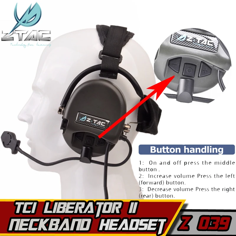 Z TAC Softair Tactical TCI LIBERATOR II Шейная гарнитура тактические военные охотничьи наушники