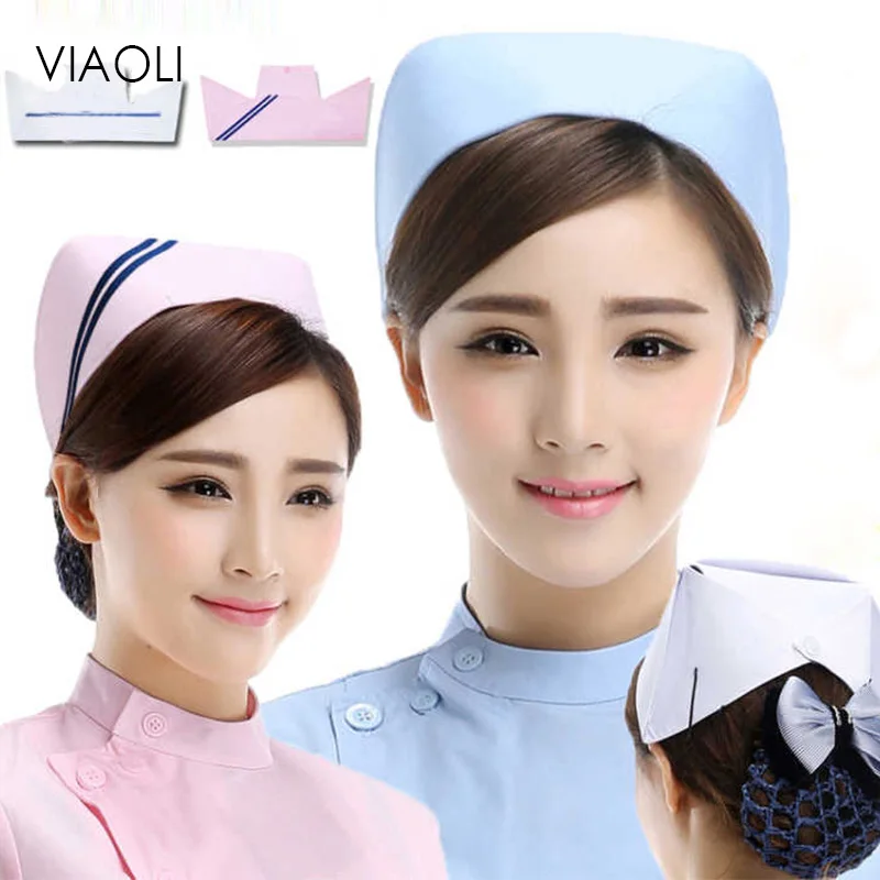 

VIAOL Professional Detist Work Caps Women Female Headwear Wholesale Blue White High Quality Nurse Hospital Medical Doctor Hats