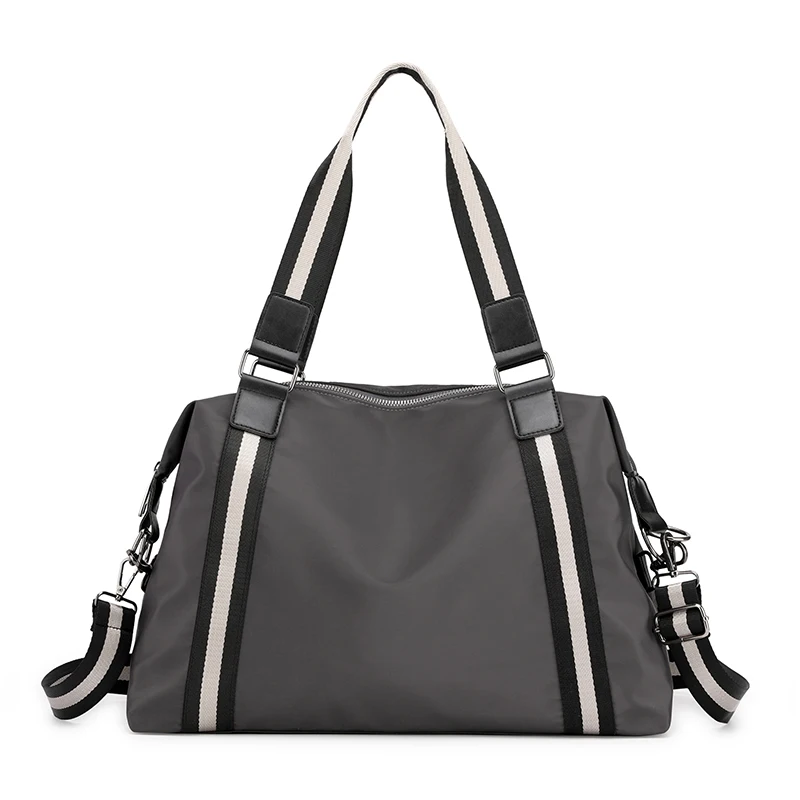 

Waterproof Nylon Women Handbags Striped Ladies Shoulder Bags Large Capacity Casual Messenger Bag Female Crossbody Bags Black