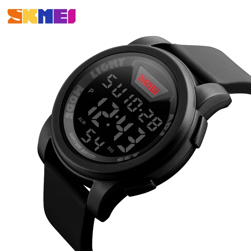 SKMEI спортивные часы мужские Многофункциональные цифровые военные спортивные часы водонепроницаемый светодиодный Электронные наручные часы люксовый бренд - Цвет: Black