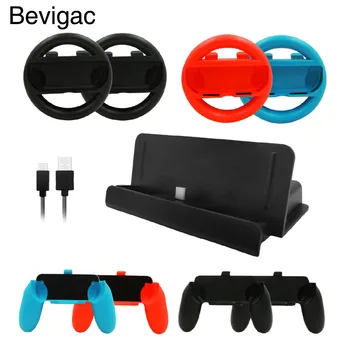 

Bevigac 10 in 1 For Nintendo Switch NS Joy Con Controller Wheel Grip Handle Console Charge Stand USB Cable Accessories Set