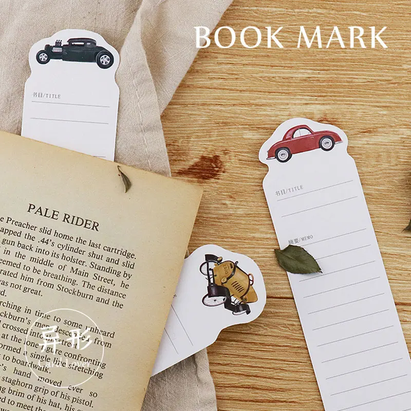 30 pcs/box Vintage cars Stamp album paper bookmarks book holder message