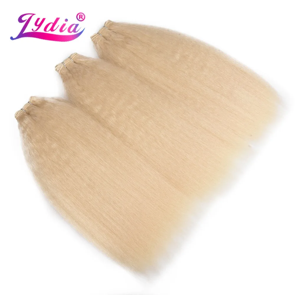 

Lydia 1PCS/Pack Kinky Straight Weaving 10-24 Inch Pure Color Synthetic Wave Hair Extension For Women Blond 613#