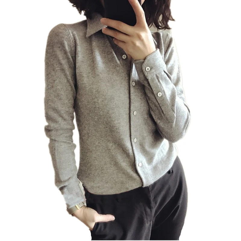 Best Price FRSEUCAG 19 Spring and Autumn Women's Cashmere Wool Sweater Cardigan Sexy Fashion Casual Solid Color Knit Women's Wear lapel