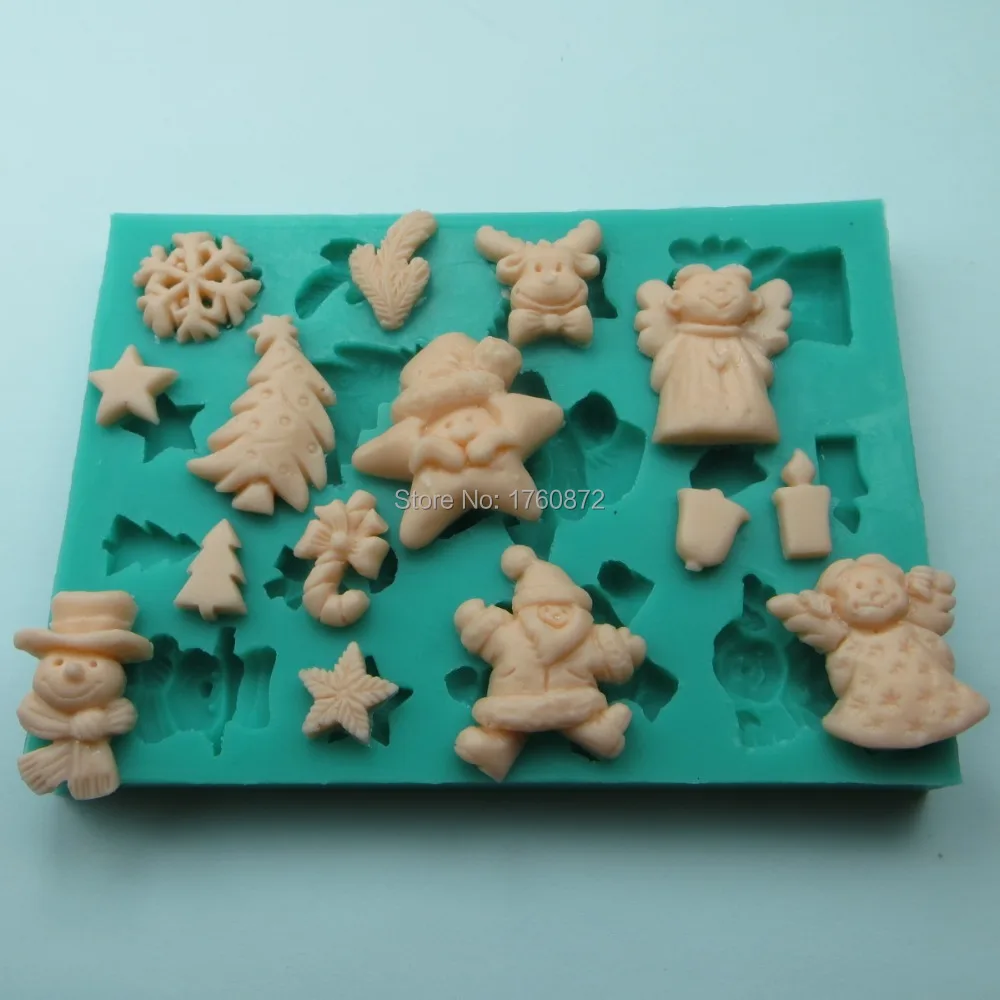 

Free shipping Christmas theme modelling fondant silicon mold chocolate cake decoration silicone mold silicone mold