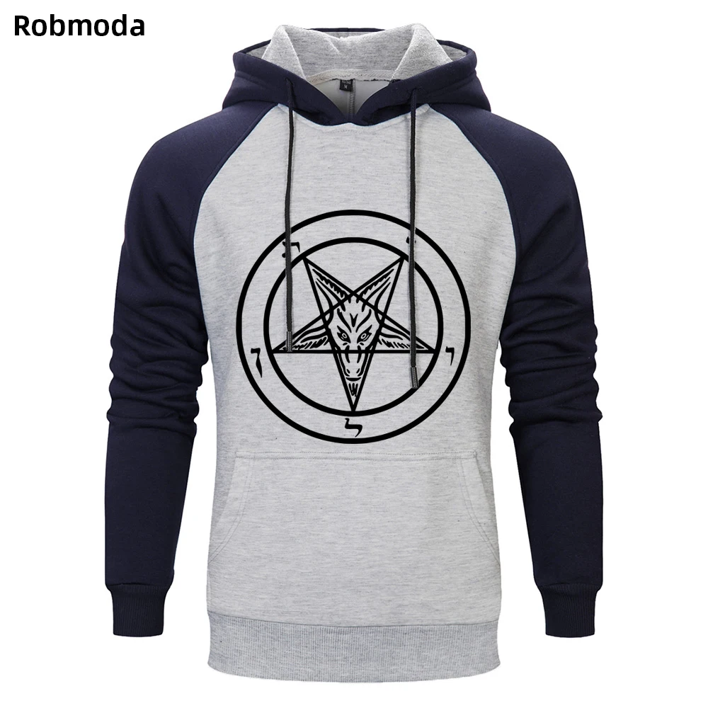 

Pentagram Gothic Occult Satan 2019 New Men hooded sweatshirt Hip hop street clothing Man hoodies vanquish fitness plain homme