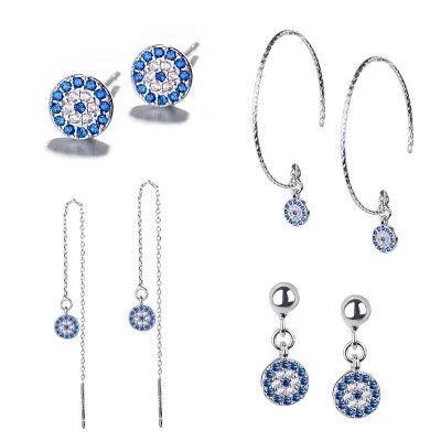 

Hot Sale Turkish Blue Evil Eye Earrings For Women Stud Earrings Brincos RhineStone Women Accessories