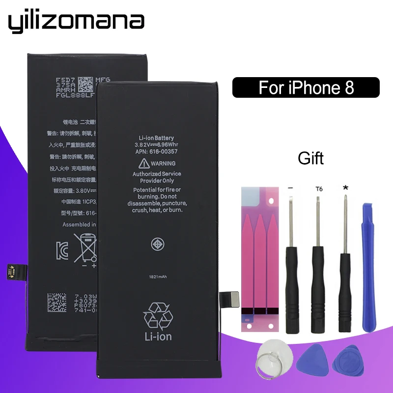 YILIZOMANA Mobile Phone Battery For Apple iPhone 8 8G Capacity 1821mAh Replacement Li-ion battery with Free Tools | Мобильные