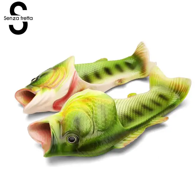 Senza Fretta Summer Women Slippers Shoes Creative Fish-shaped Slippers Women Cute Soft Slippers Creative Funny Fish-shaped Shoes