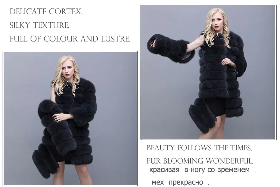 QIUSIDUN натуральный с длинными рукавами круглый лисий мех пальто зимнее длинное съемное модное пальто женская одежда большого размера