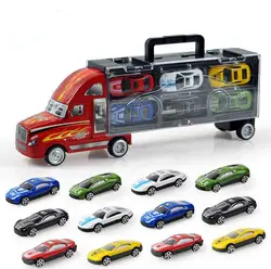 Бесплатная доставка пластик / дети-контейнеровоз игрушечную машинку с 12 сплава автомобиля дети мальчик игрушка