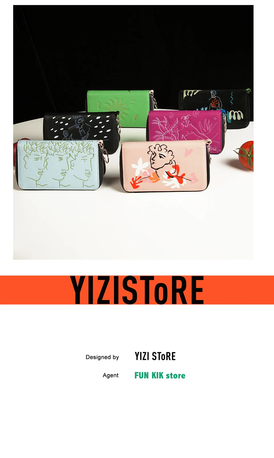 YIZISToRE Новые Креативные женские длинные кошельки из искусственной кожи через плечо модные сумки в линейках серии(FUN KIK store