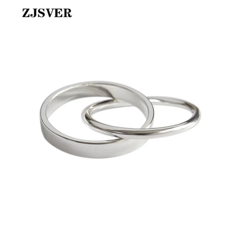 

ZJSVER 925 Sterling Silver Jewelry Rings Special Double Loop Cross Fashion Ring For Women Girls Festival Or Party Present