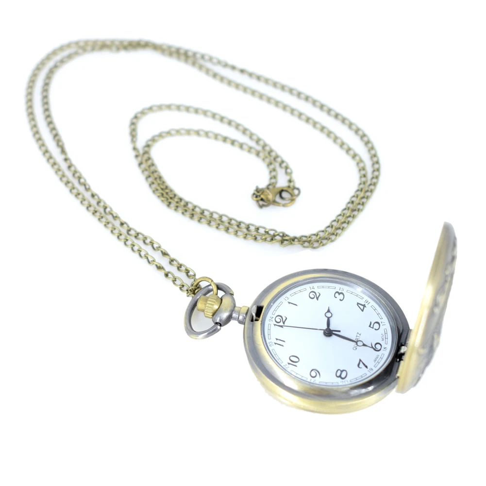Cindiry Vintage Bronze Fokker Dr 1 Plane 3D Pattern Small Quartz Pocket Watch Necklace Pendant Men 3