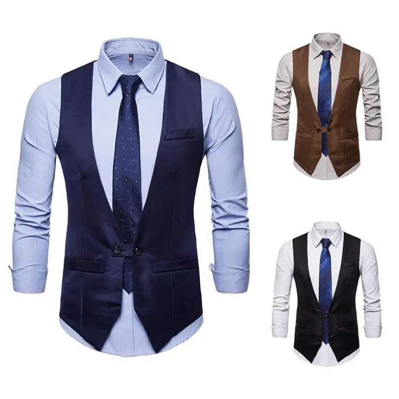 Men's Classic Party Wedding Solid navy Waistcoat Vest Groom One button