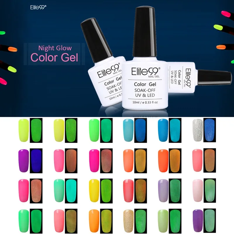 

Elite99 Glow In Dark Fluorescent Neon Luminous Uv Nail Gel 24 Colors Soak Off Gel Varnish Lighting In Night Gel Nail Polish