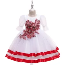 2019 Summer Dress Girl Floral Embroidery Kids Dresses for Girls Ball Gown Princess Dress Girls Wedding Party Vestido infantil baby girl dress pink flower sleeveless ball gown princess wedding dresses girls baptism 1 year vestido infantil 6m 4y