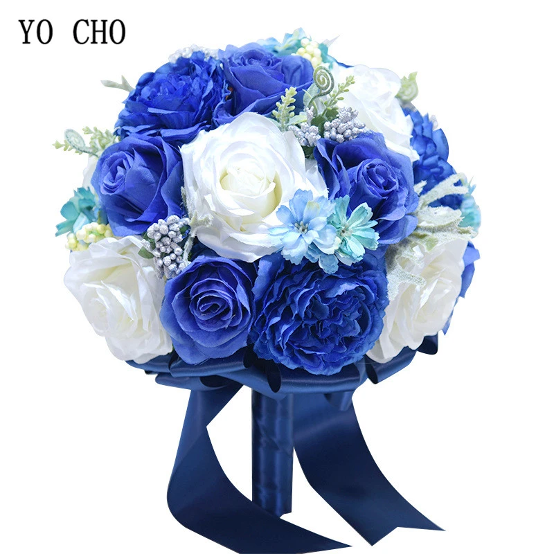 YO CHO ramo de rosas artificiales, peonías azules reales, flores de seda,  ramos de novia, accesorios de boda para damas de honor|Ramos de boda| -  AliExpress