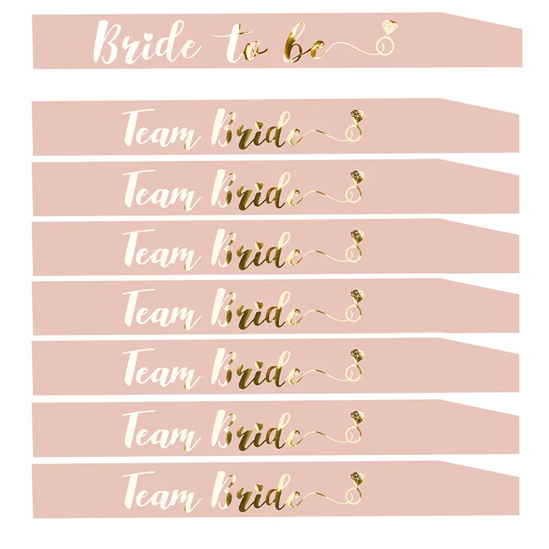 Розовая атласная лента для невесты, винтажная свадебная одежда для невесты, девичник, вечерние украшения для девичника TB12