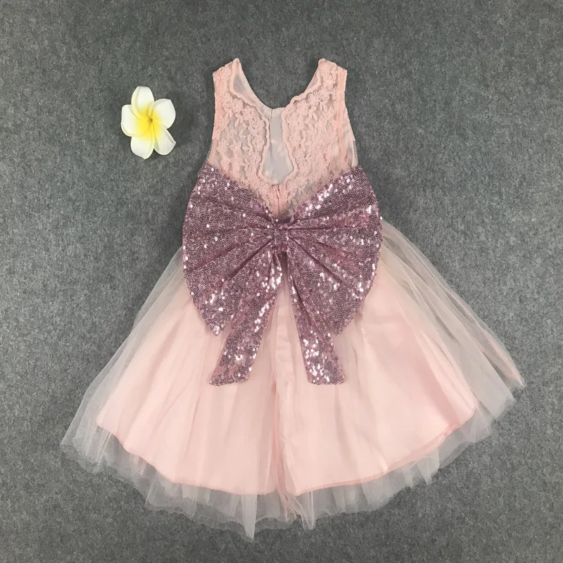 1-6year Female children Princess dress  Kids Clothing  sequined bow gauze girl's fashion vest dress (14)