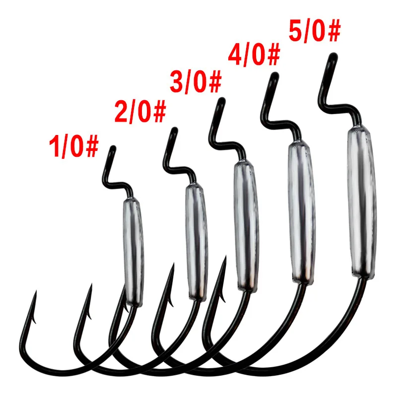 Fishing Soft Worm Hook With Lead Wide Belly Black Nickel Soft Lures Hooks Grub Texas Rig Barbed Fishhook Cylinder Lead Sinker