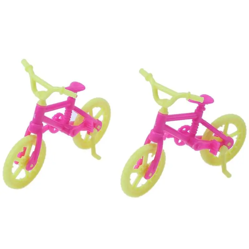 2pcs/lot Kids Mini Bicycles Toy Plastic Children Handmade Bike for Doll Accessories Child Play House Girls Dollhouse Preted Play