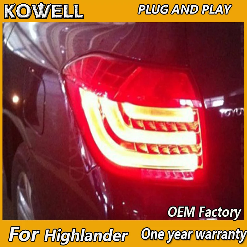 

KOWELL Car Styling for Toyota Highlander Taillights 2012 2013 2014 Highlander LED Tail Light LED Rear Lamp DRL+Brake+Park+Signal
