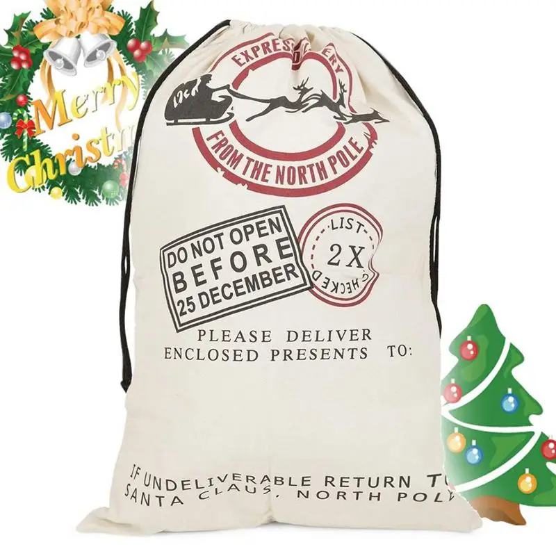 4X мешок Санты большие рождественские украшения винтажная джутовая Рождественская Джутовая сумка Рождественский подарок подарки чулки
