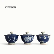 1 шт. wizamony маленький синий и белый Gaiwan Китайский древних глазурь Цзиндэчжэнь Чай комплект Чай Пот Чаша для разнообразных Чай фарфор