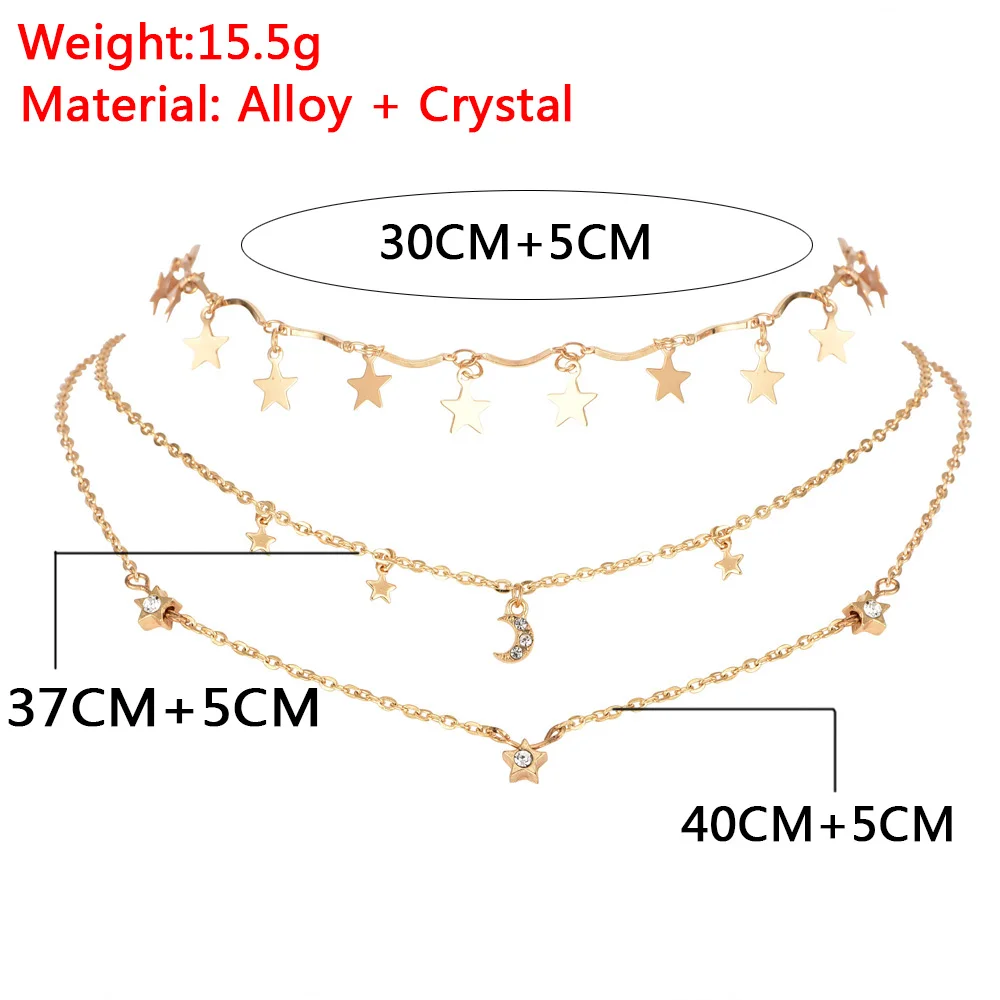 Bls-miracle Bohemia Star многослойное колье s для женщин золотое ожерелье с подвеской в виде Луны с кристаллами массивные ювелирные изделия вечерние подарки
