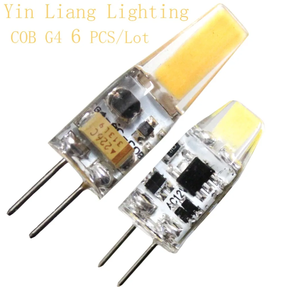 

YL 6pcs/lot Dimmable COB G4 LED 12V AC/DC G4 3W 6W High Quality LED G4 COB Lamp Bulb Chandelier Lamps Replace Halogen LED Lamps
