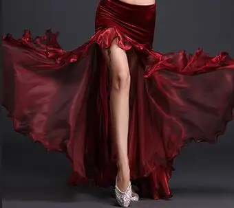 Профессиональный сексуальный женский танец живота макси юбка танца живота костюм платье с высоким вырезом красный ярко-синий, желтый белый - Цвет: Красный