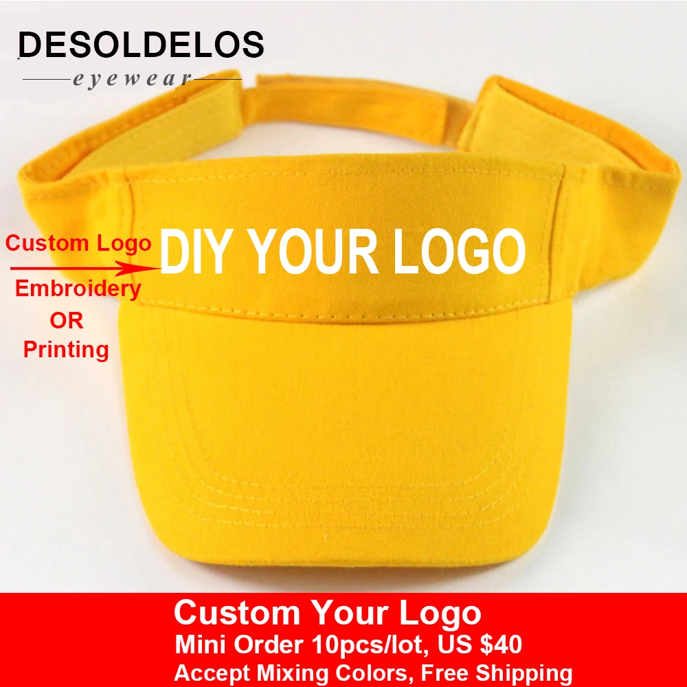 

DesolDelos Visor Caps Women Open Tops Customized Adjustable Hats LOGO Printing Candy Color Adult Baseball Sun Caps 10pcs/lot