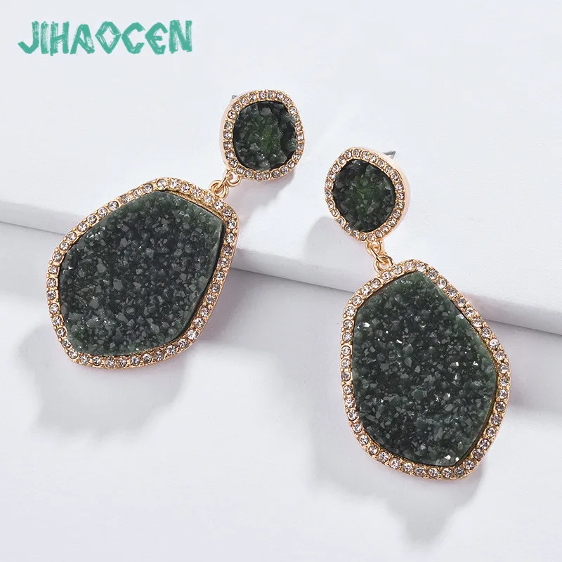 

Aliexpress Dangle Earrings For Women Gold Color Zinc Alloy Vintage Stone Mosaic Long Drop Earring Orecchini Wholesale