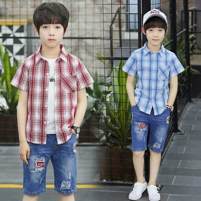 Ropa para adolescentes, ropa para niños, ropa para niños, camisa cuadros, moda de verano, ropa encantadora, blusa para Casual, blusa para de 14 años|Camisas| - AliExpress