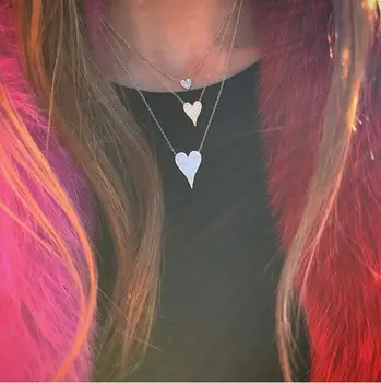 100% 925 sterling silver micro pave cz heart necklace shiny cubic zirconia valentines gift for lover elegance Romantic jewelry