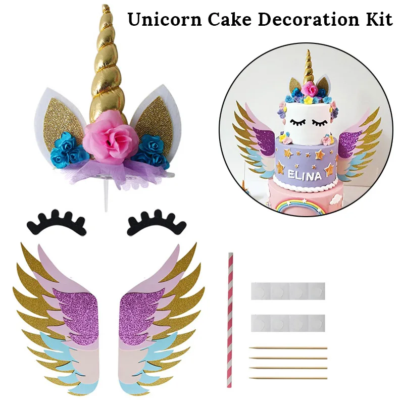 Baby Shower Cake Decorations Unicorn Party Cupcake Topper Wrappers