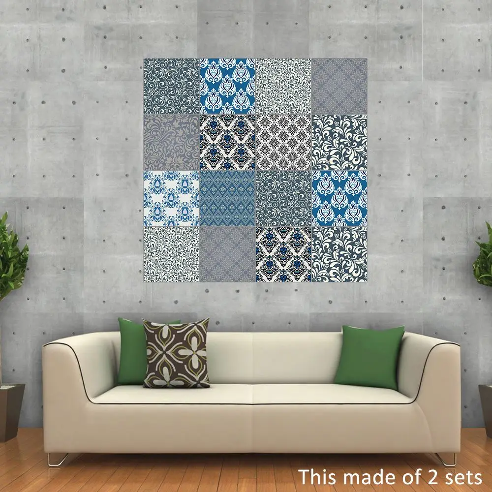 10pcs/set DIY Wall Tiles Stickers Damascus Waterproof Paste Pearl Film Waterproof Kitchen PVC Wall Stickers Home Decor