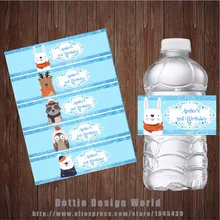 20 шт./партия зимняя бутылка для воды в виде животных, этикетки, обертка для конфет, на заказ, украшение для вечеринки в честь Дня Рождения