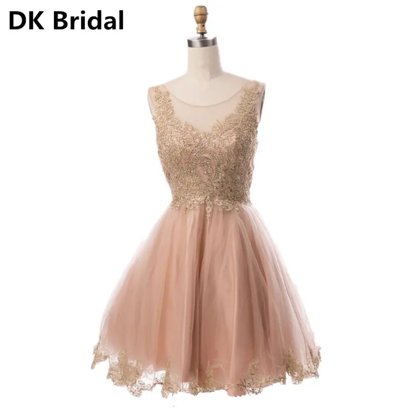 Выходные элегантные, цвета шампанского вышивка бисером платья для выпускного вечера аппликация 8 класс выпускное платье Короткое платье для выпускного вечера
