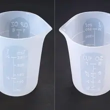 1х силиконовый мерный стаканчик, полимерная силиконовая форма 10,5*7,5 см ручной работы, инструмент для изготовления ювелирных изделий, чашка из эпоксидной смолы со шкалой из кристаллов 250 мл