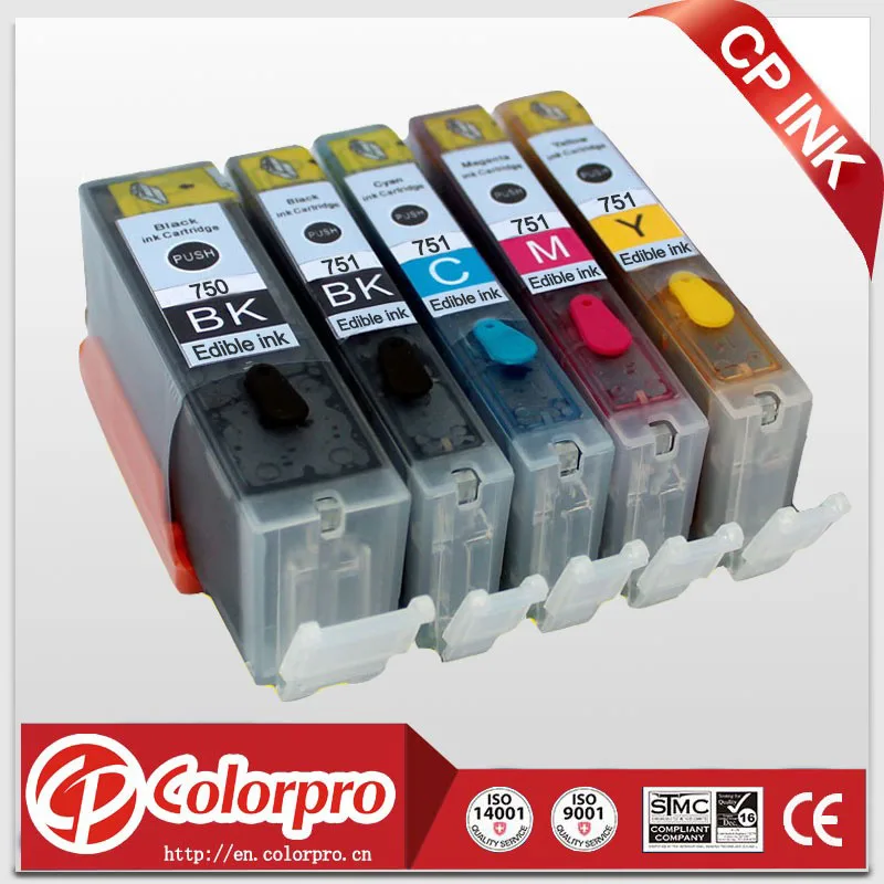 

Free shipping 5PK PGI750 CLI751 edible ink cartridge for Canon IP7270 MG5470 MX727 MX927 MG5570 MG6470 IX6770 IX6870 printer