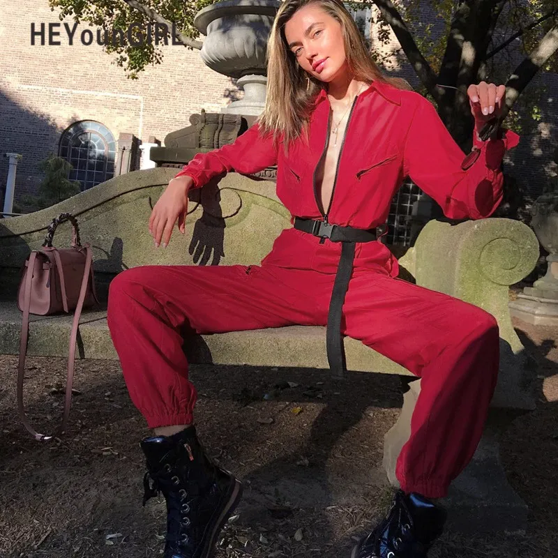 

HEYounGIRL Streetwear Casual Women Cargo Pants Patchwork High Waist Long Trousers 2018 Autumn Solid Loose Bib Capri Harem Pants