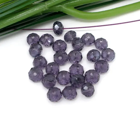 Стеклянные бусины DoreenBeads россыпью плоские круглые фиолетовые граненые